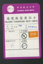CHINA AIRLINES * Transit Passenger Seat Check Boarding Pass to LAX - $6.95
