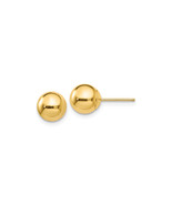 Finest Gold 7 mm 14K Yellow Gold Polished Ball Post Earrings, Pair - €81,66 EUR