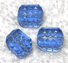 3 Vintage Art Glass Beads Purple Blue Fancy Cut Large Bar Shape 1/2l x 3... - $4.95