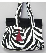 Sydney Black White Zebra Stripe Purse Cotton Tote Handcrafted Handbag - $99.00