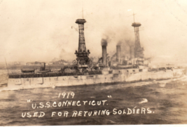 WWI Uss Connecticut US Navy Battleship BB-18 Transporting Soldiers Rppc - £19.67 GBP