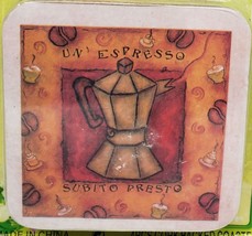 Set of 4 Corked Backed Coasters(4&quot;x4&quot;)COFFEE,UN ESPRESSO,SUBITO PRESTO,H... - £7.08 GBP