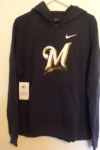 Womens Nike NWT Milwaukee Brewers Navy Blue Hooded Sweatshirt Size XL - $49.95