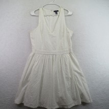 Gap Dress Womens Size 10 White Eyelet Sleeveless V Neck Line Fit Flare Summer - £19.46 GBP