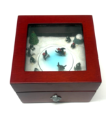 Mr Christmas Animated Penguins Ice Skating Wood Music Box Plays Joy to T... - $33.95 CAD