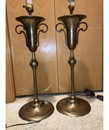 Vintage Chapman Brass Urn Figural Loving Cup 34&quot; Lamps Tulip Finial - €602,90 EUR