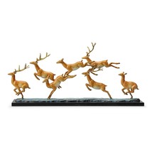 SPI Home Leaping Deer Herd Brass and Marble Statue - £844.38 GBP