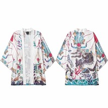 Japanese Kimono Jacket Painting  Print Harajuku Kimono 2022 Men Hip Hop Japan St - £63.30 GBP