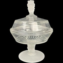 EAPG Duncan Glass 3 Faces Face Covered Compote Frosted 6&quot; L.G. Wright Era U39 - £26.16 GBP