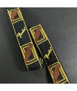 Fender Guitar Shoulder Strap Yellow Brown Black Vinyl Backing w/End Hooks - €10,98 EUR