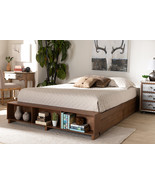 Michi Ash Walnut Brown Queen Size Platform Bed w/Shelves - $11,940.66 MXN