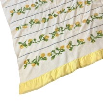 Vintage Chatham Purrey Yellow Floral TWIN 75x83&quot; Satin Trim Blanket USA ... - £22.34 GBP