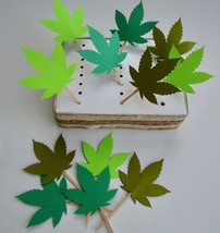 Cannabis Cupcake Topper, Cake Decor, Weed, Marijuana, Pot Leaf Party  12 pieces - £6.25 GBP