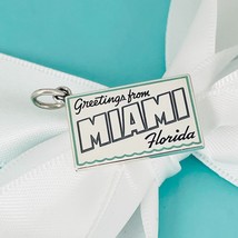 Tiffany Greetings From Miami Florida Postcard Charm Letter in Blue Enamel - £428.71 GBP
