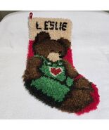 VTG Latch Hook Teddy Bear Christmas Stocking Finished 20&quot; Personalized L... - $489.03 MXN