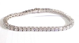 Increíble Redondo Imitación Diamante 14K Oro Blanco Sobre 7&quot; Tenis Brazalete - £503.12 GBP