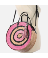 Rebecca Minkoff Pink and Beige Wicker Concentric Circle Tote Hand Bag - £74.27 GBP