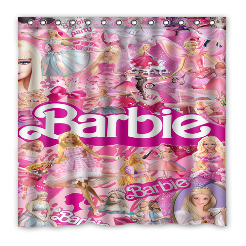 New!!! Cute Barbie Custom Waterproof Polyester Shower Curtain 4 Size Item image 12