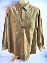 LL Bean mens cotton button down brown plaid long sleeve dress shirt size XL - £18.14 GBP