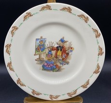 BUNNYKINS Child&#39;s Plate Royal Doulton Artist Painting a Portrait 8&quot; Vintage - $319.69 MXN
