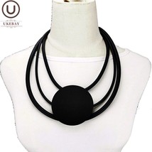 UKEBAY New Choker Necklaces Rubber Necklace Women Round Pendant Necklaces Sweate - £12.80 GBP