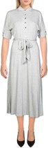 New Lauren Ralph Lauren Gray Belted Shirt Midi Dress Size L $145 - £78.58 GBP
