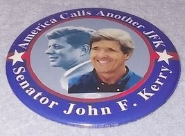 John Kennedy JFK John Kerry Political Pinback Button 3.5 inch 2004 Presidential  - £5.45 GBP