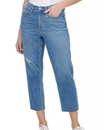 Calvin Klein Womens Cropped High-Rise Straight-Leg Jeans, 31, Blue - £62.21 GBP