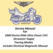 2008 Harley Davidson Ultra Classic CVO Touring Models Service Manual  - £20.42 GBP