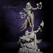 80mm Resin Model Kit Beautiful Girl Woman Sorceress Witch Crow Unpainted - £32.55 GBP