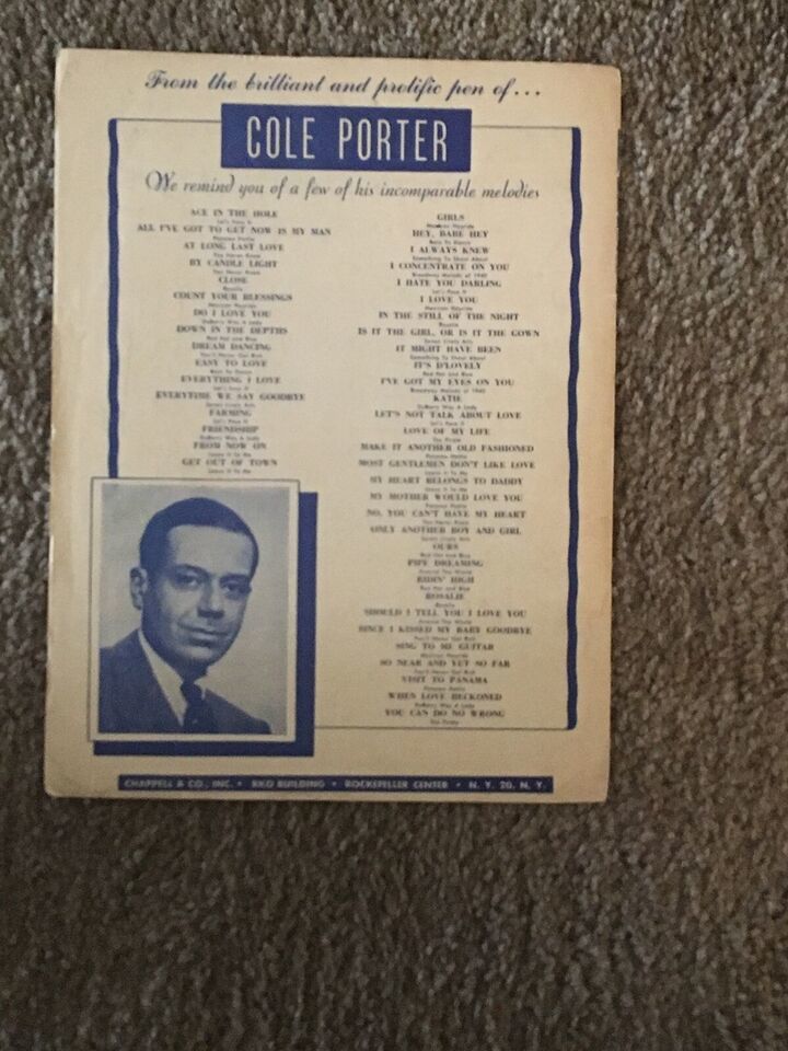 1948 SO IN LOVE Vintage Sheet Music KISS ME KATE by Cole Porter Item image 5