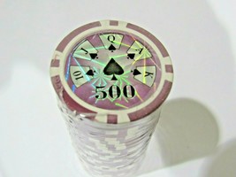 25 Purple 500 Laser Graphic High Roller / Hi-Roller Design 14g Clay Poker Chips - £6.42 GBP