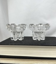 Vtg Nachtmann Bleikristall Crystal Brutalist Cubed Taper Votive Candle Holders - £17.60 GBP