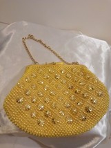 Vintage Gold Beaded Mid-Century Modern Evening Bag- Made in Hong Kong - £17.40 GBP