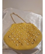 Vintage Gold Beaded Mid-Century Modern Evening Bag- Made in Hong Kong - £17.08 GBP