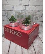 Vintage Nikko Christmas Glassware 10oz Glass Mugs Set Of 4 In Box - $18.66