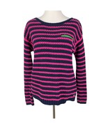 Tommy Hilfiger Sweater Womens Navy Blue Pink Striped Long Sleeve Knit Pu... - $421.27 MXN