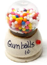 Gumball Machine Figurine Rainbow Balls Handmade 1970s Wood Tiny - £11.85 GBP