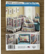 Simplicity 1384 Sewing Pattern Baby Crib Sheet Quilt Pillow Bumpers, Dus... - $4.95