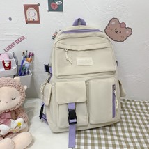 Korean Canvas Large Capacity Backpack For Women Middle School Student Schoolbag  - £31.97 GBP