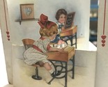 Vtg 1940s Diecut Valentine Card Children In School How can I Bother With... - $21.57
