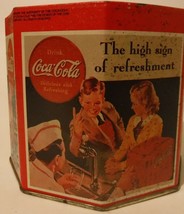 Coke Coca Cola Octagon shape tin featuring 1950&#39;s teenagers at a diner - $7.69