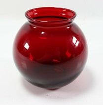 Vintage Round Genuine Red Glass Globe w/ 2&quot; Rim Lip Light Ruby Bowl - $8.99