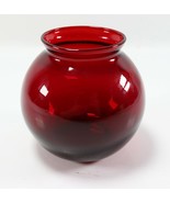 Vintage Round Genuine Red Glass Globe w/ 2&quot; Rim Lip Light Ruby Bowl - $8.99