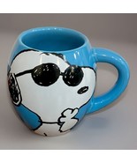Peanuts Joe Cool Snoopy Dog Large 18 oz Oval Ceramic Coffee Tea Mug Cup - $303.15 MXN
