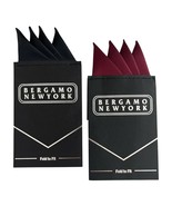 Set of 2 Bergamo New York 100% Silk Pocket Squares Black &amp; Wine Handmade... - $13.50