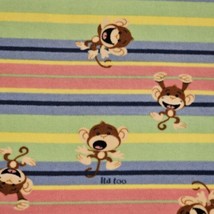 Vintage Y2K Limited Too Monkey Striped Fleece Blanket 50 X 60 Rainbow SOFT - $72.41