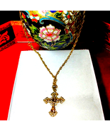Beautiful gold and Crystal cross necklace - $32.57 CAD