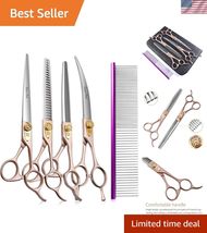 7‘’ Professional Dog Grooming Scissors Set Rose Gold 440C Stainless Stee... - $293.92