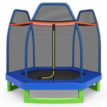 7 Feet Kids Recreational Bounce Jumper Trampoline-Blue - Color: Blue - $312.79